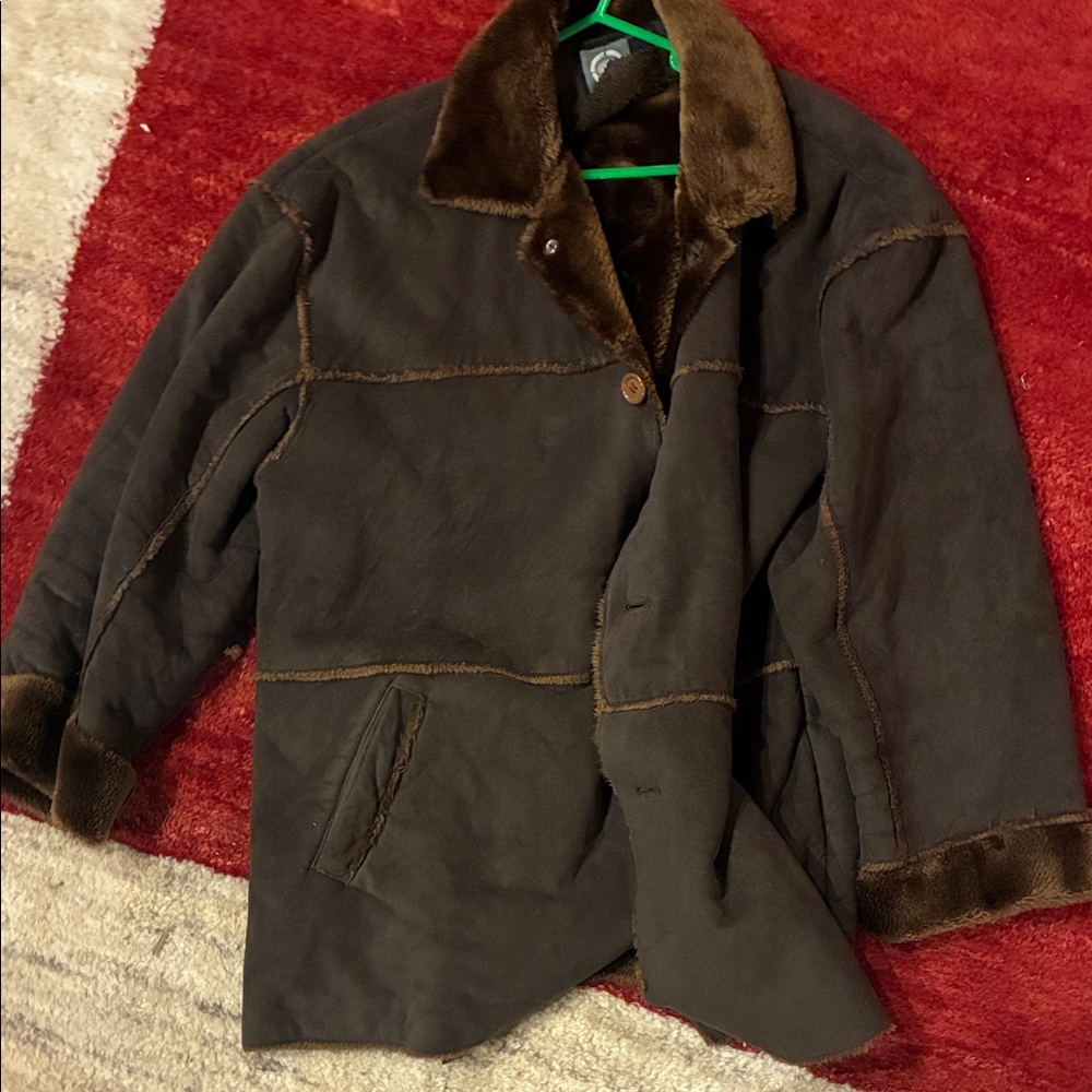 Women’s Brown Suede and Fur Jacket 70s bohemian